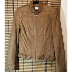 Cache Tan Goat Suede Fringe Boho Country Jacket Braiding